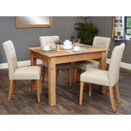 Mobel Solid Oak Small Dining Table and Four Biscuit Chairs